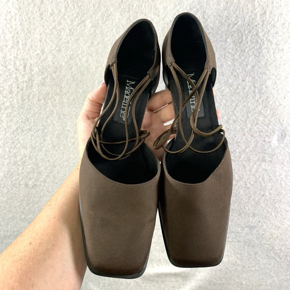 VTG Madeline Stuart Womens Strappy Square Block Heels Sz 8 M Brown Y2K Formal - Picture 3 of 11